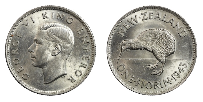 New zealand 1943 florin