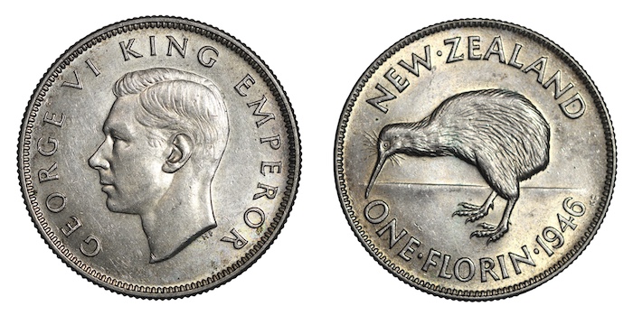 New zealand 1946 florin