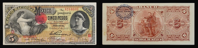 Mexico bank national 5 pesos 1912