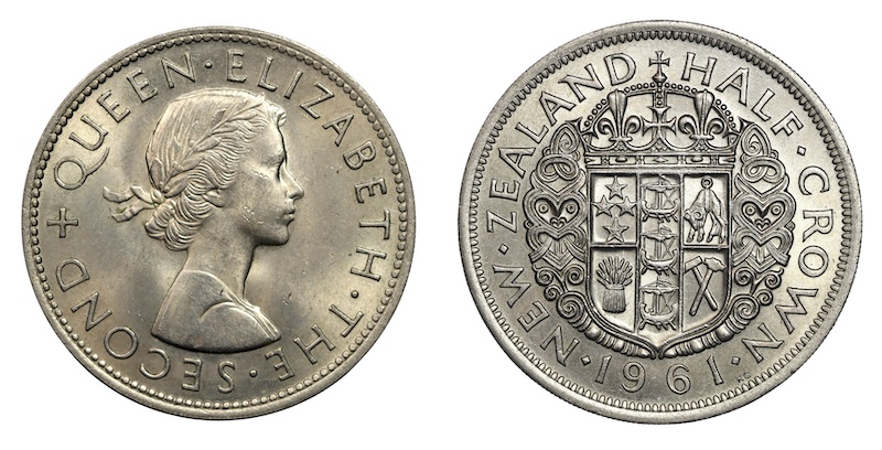 New zealand 1961 halfcrown uncirculated