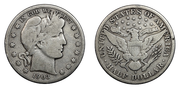 Barber half dollar 1903s