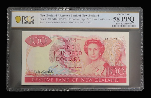 Nz one hundred dollars last prefix russell signature