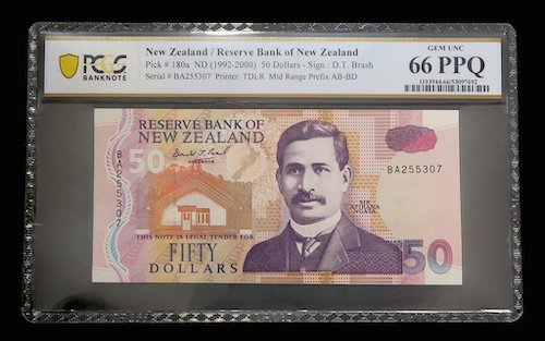 Sir apirana ngata 50 dollars graded gem unc 66 by pcgs