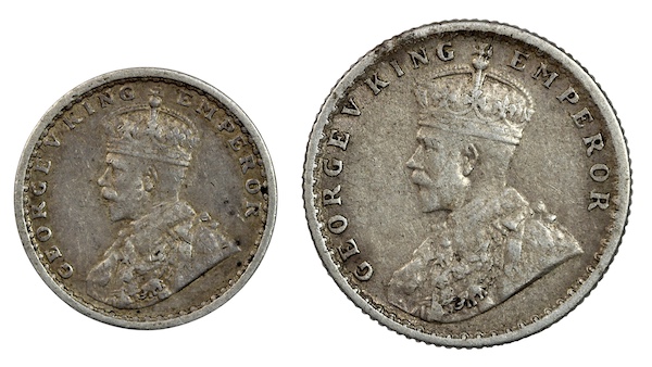 British indian silver coins