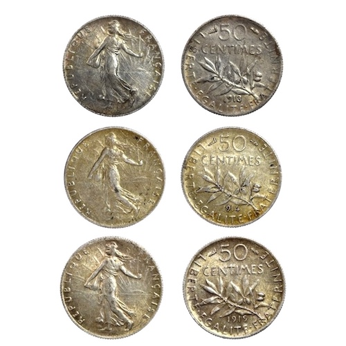 French 50 centimes better grades 3 coins