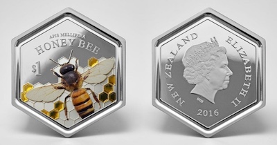 NZ honey bee silver proof coin 2016