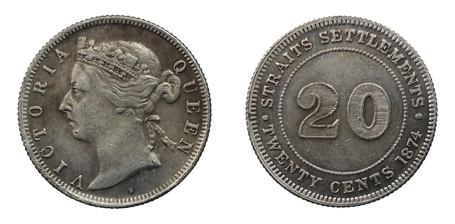 Straits settlements 20 cent 1874