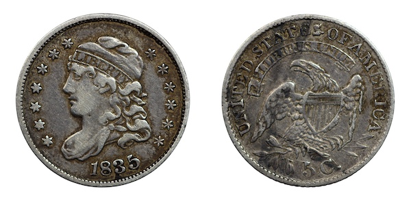 1835 capped bust half dime