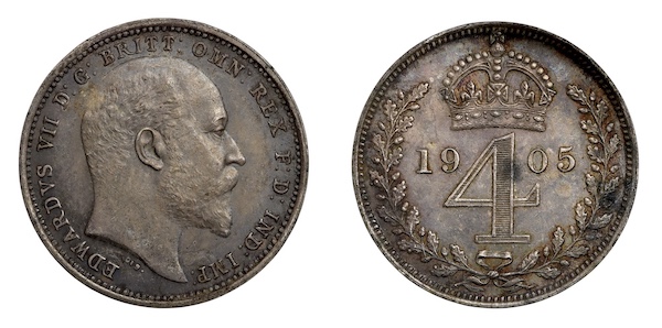 British maundy coins Edwardian foiurpence 1905