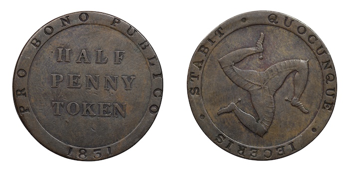 Isle od man halfpenny token 1831