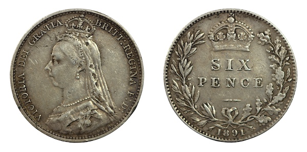 Jubilee sixpence 1891