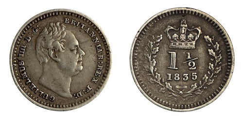 William the fourth three halfpence 1835