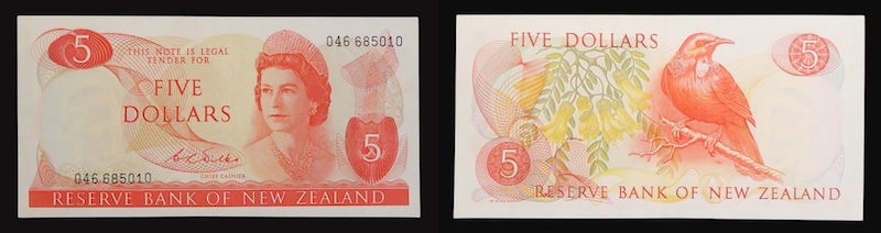 New zealand five dollars wilks signature