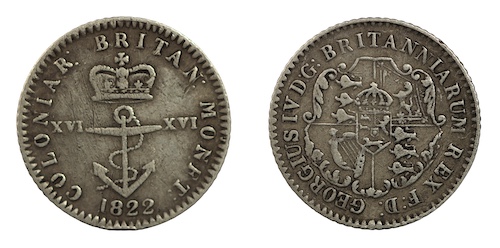 British West Indies 16 of a dollar 1822
