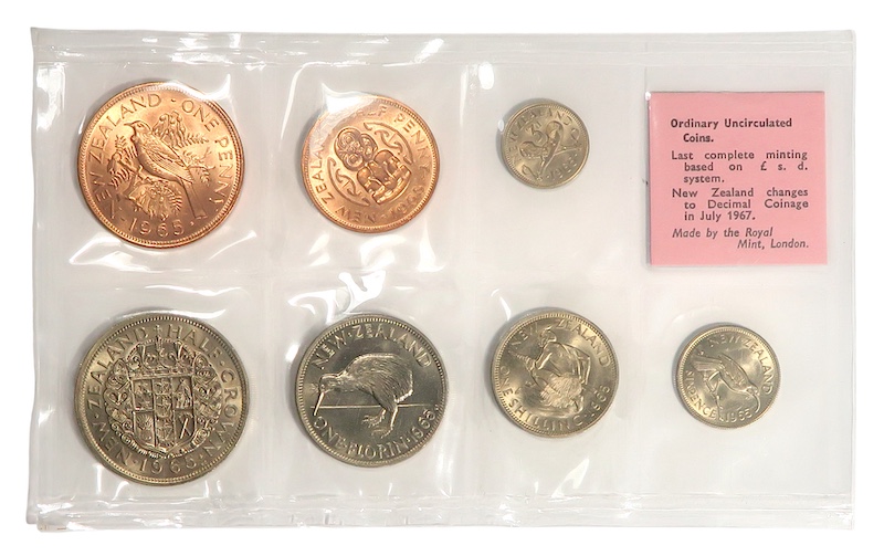 New zealand last sterling coin set 1965