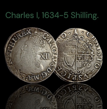 Charles the first hammered shilling 1634 to 1635