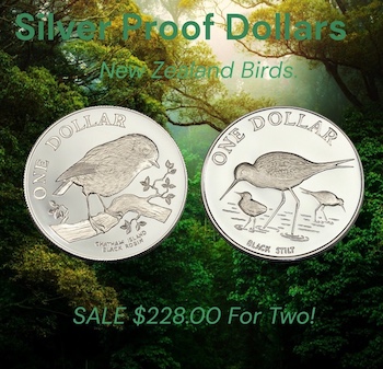 Beautiful new zealand bird coins for sale