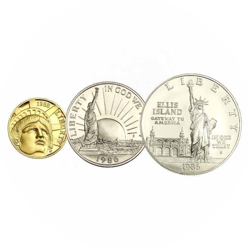 American gold and silver coin set 1986