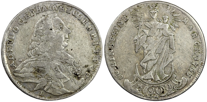 Wurzburg 20 kreuzer 1763