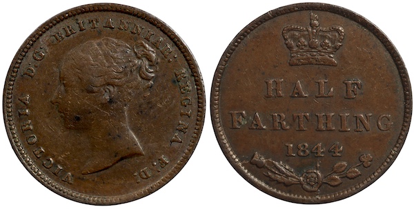 Victoria half farthing 1844