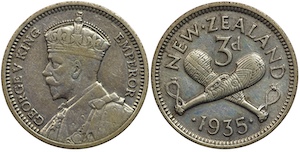 New zealand 1935 threepence key date
