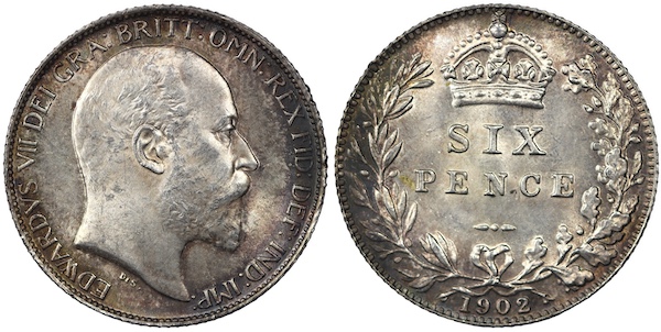 Edward the seventh 1902 sixpence