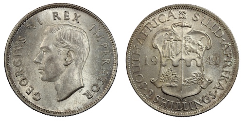 South africa two shillings 1941