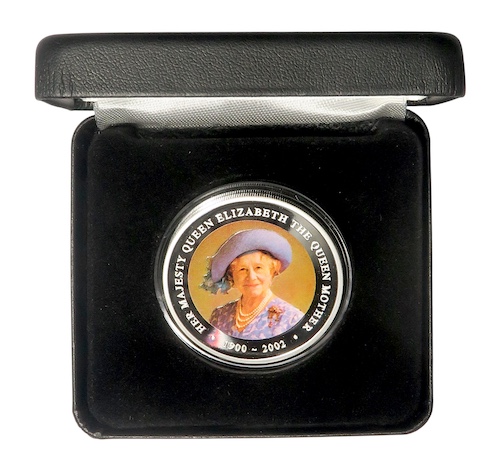 Cook islands queen mother silver proof coin 2002