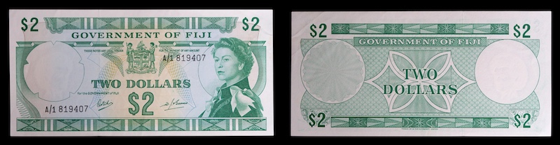 Fiji two dollars 1968 banknote