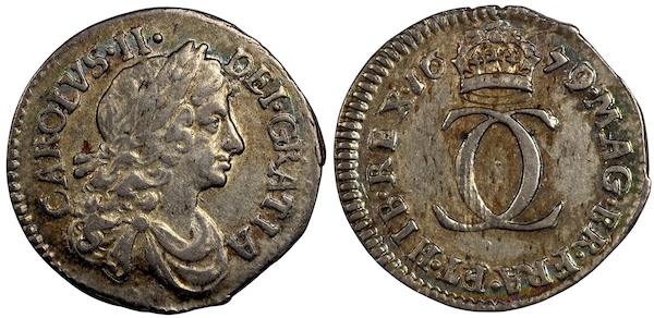 Charles the scond silver twopenny coin