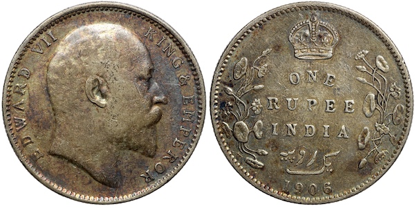 British india rupee 1906