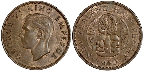 New zealand halfpenny 1940
