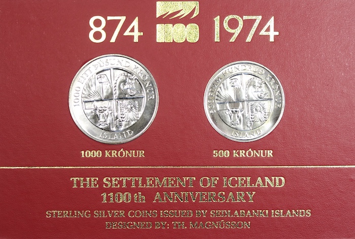Iceland anniversary silver coins 1974
