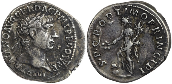 Trajan denarius rome circa ad 98 to 117