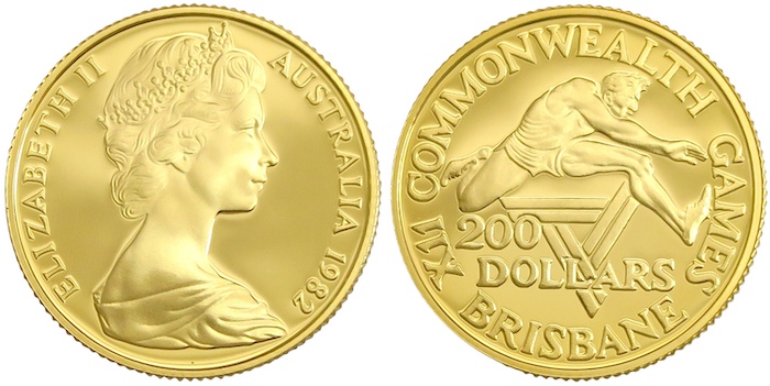 Australia two hundred dollars 1982 gold coin