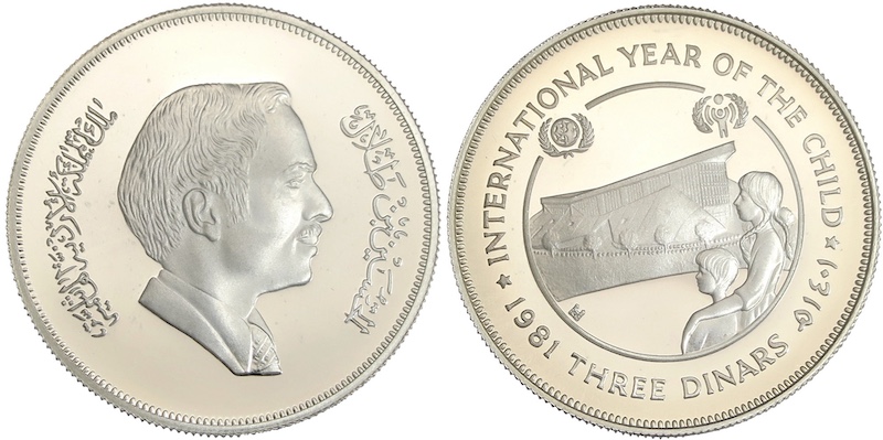 Jordan 3 dinars 1981 silver coin
