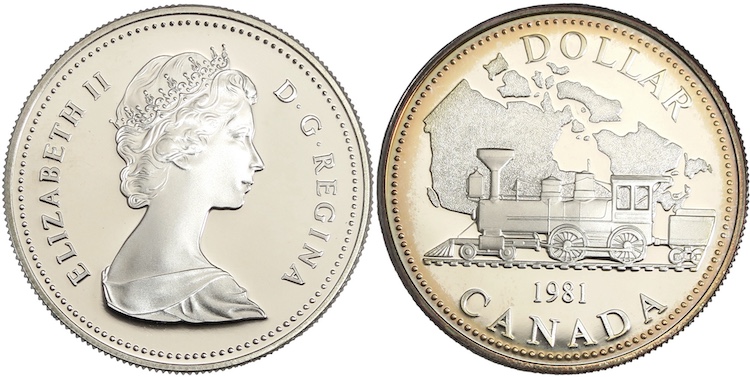 Canada railway anniversary dollar 1981