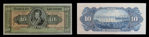 Banco de Guerrero 10 pesos 1914