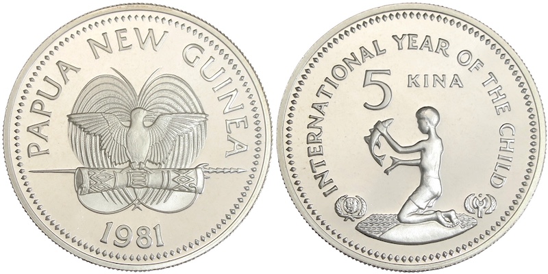 Papua new guinea five kina 1981