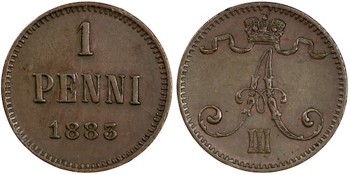 Finland 0ne penni 1883