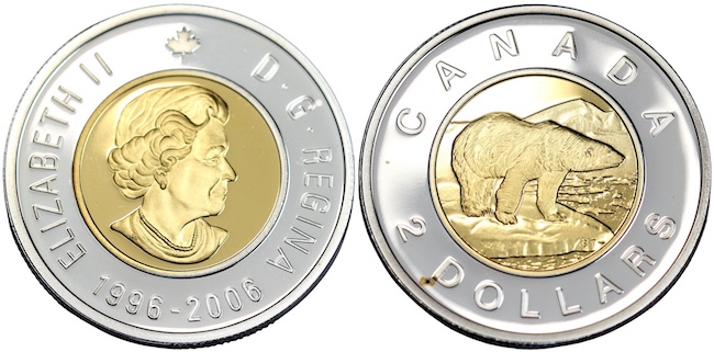 Canada polar bear two dollar silver proof 2006