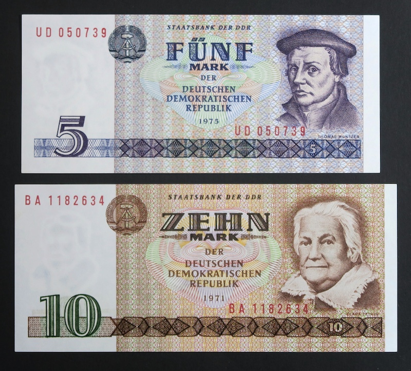 East germany paper banknotes